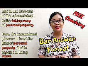 PART 1| BAR EXAM COACHING SERIES| Bar Answer Format