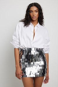Mini Sequin Skirt Silver
