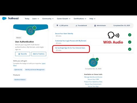 Set Up Single Sign-On for Your Internal Users | User Authentication | Trailhead | Salesforce