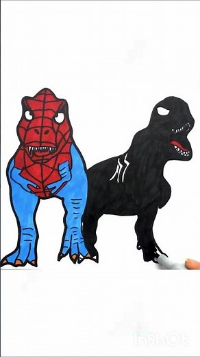 How To Draw T-Rex Spider-man & Dino-venom #spiderman #drawings #shorts #coloring