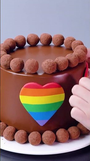 Creative Rainbow Candy Chocolate Cake Tutorial 🎥 #shorts #satisfying #chocolate