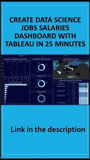 Create Data Science Jobs salaries Dashboard with Tableau in 25 minutes #shorts