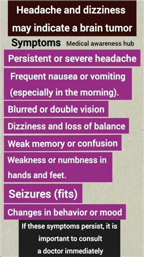 Know the signs of a brain tumor. #BrainTumor #HealthAwareness