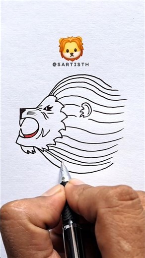 Roaring Lion Drawing with 5🔥🔥How to Draw Lion🔥🔥 #lion #drawing #howtodraw #art #shorts