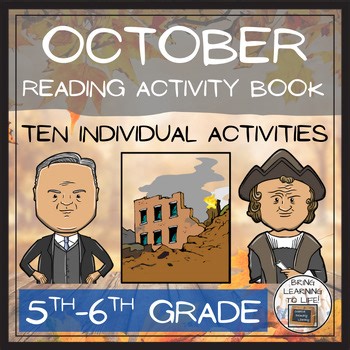 October Close Reading Comprehension Activity Book | 5th-6th Grade