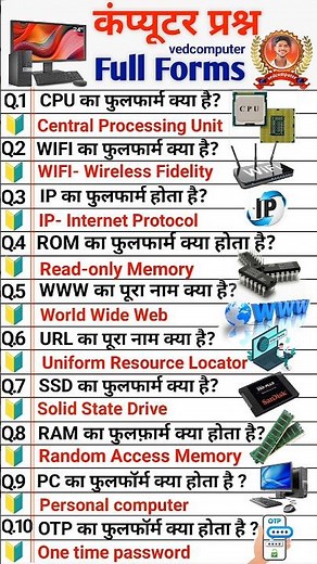 "💻 टॉप 10 Computer Full Forms जो हर Student को पता होने चाहिए!" #ComputerShorts #FullFormsInHindi