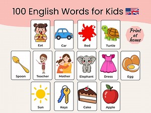 English 100 Common Objects Vocabulary Cards for Kids , Educational Flashcards for Preschool & ESL - Etsy UK