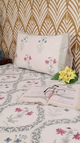 Hand Block Printed Cotton Bedsheet Set | Jaipur Floral Bed Sheet With 2 Pillow Covers | Indian Handmade Bedding - Etsy