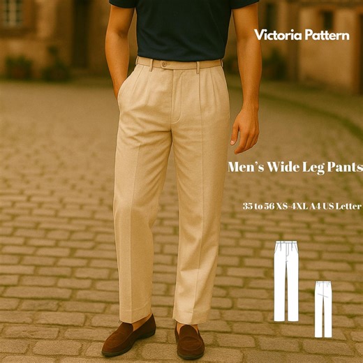 Men's Wide Leg Pants Sewing Pattern: High Waist Trousers (PDF Pattern, XS-5XL) - Etsy