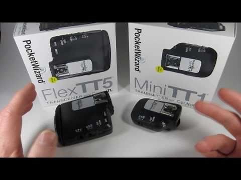 PocketWizard Flex TT5 and Mini TT1 wireless controllers for Nikon shown with D7000 DSLR
