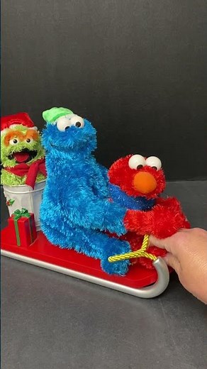 Sesame Street Animated Christmas Sled Elmo Cookie Monster Oscar the Grouch Gemmy