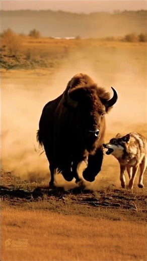 Who Wins? Wolf vs Bison 🐺🦬 | The First Strike (Ep.2) #animals #bison #wolf