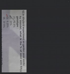 62.In dihybrid experiment on garden peas worke by mendel, what ... | Filo