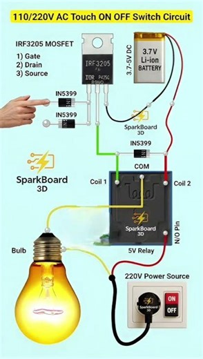 Touch-sensitive on/off switch circuit diagram #automobile
