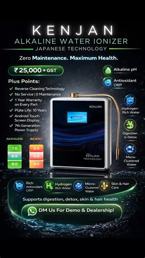 Kenjan alkaline water ionizer on Instagram: "Upgrade your daily water, upgrade your health 💧✨ KENJAN Alkaline Water Ionizer with advanced Japanese technology 🇯🇵 Zero maintenance. Maximum benefits. From better digestion to glowing skin & healthy hair — one sip at a time 💚 📩 DM us for live demo & dealership opportunities"