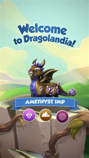 22K views · 328 reactions |  Meet the new dragon of the month: Amethyst Imp!  Despite its name, the Amethyst Imp Dragon is a friendly creature. Gem samples indicate its direct relation to the enormous dragon Amethost, which slumbers upon Dragolandia's capitol city of Crysto. | Dragon Mania Legends | Facebook