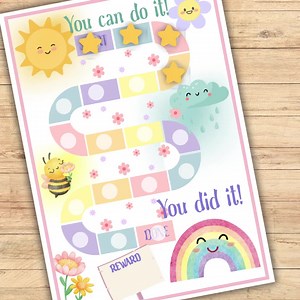 Printable Reward Chart for Kids Potty Training Tracker Rainbow and Sunshine Themed to Do List for Children Goal Daily Routine Chore Chart - Etsy