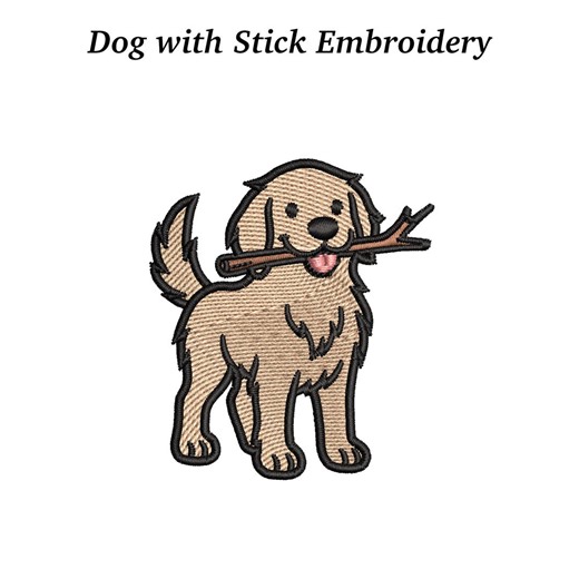 Dog With Stick Embroidery Design: Puppy Pet Pattern (EMB Files Included) - Etsy