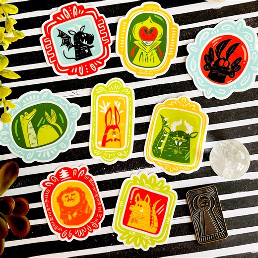 Cryptid Portraits Vinyl Stickers (set or Singles) | Cryptid Stickers | Mothman Sticker | Bigfoot | Sticker Set | Sticker Pack | Cryptidcore - Etsy