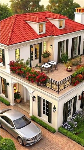 Elegant European-Style House Design with Rooftop Terrace #dreamhome #modernhome #home