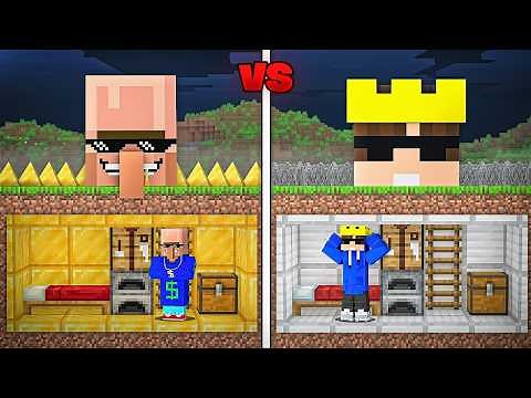 Alpha vs Rich Villager : Scary Security Base Challenge in Minecraft..