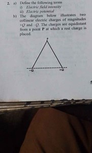 a) Define the following terms:   i) Electric field intensity ... | Filo