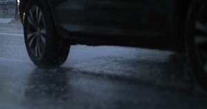 Car Tire Splashing Water On Rainy Day 800 Stock Footage SBV-348661387 - Storyblocks