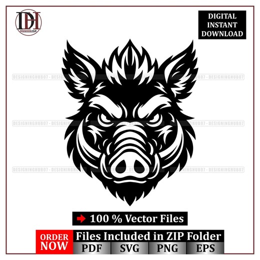 Wild Boar Head Vector SVG : Angry Animal Illustration (digital Download) - Etsy
