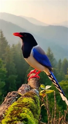 Exotic Blue Bird from Nepal with a Unique Call | Red-billed Blue Magpie🇧🇷 Tradução #birds #birdsong