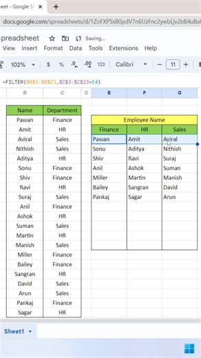 4.3K views · 33 reactions | Use Filter Formula in GoogleSheet #googlesheet #Excel #exceltips #exceltricks #tutorial | computernotion | Facebook
