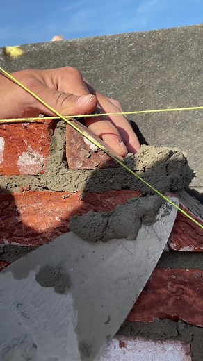 Close-up Bricklaying Construction with Satisfying Sounds