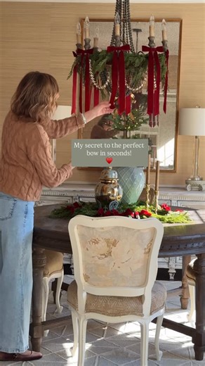 Pamela Dyer| Home on Fern Hill on Instagram: "My secret to perfect bows in seconds. A quick pass with my flat iron and those wrinkles are gone! I use the lowest heat setting. Have you tried this? Bows and garland are from @balsamhill. Head to stories for link and use code BHPAMELAD for $50 off $250 and up. #theholidayexperts #balsamhillpartner"