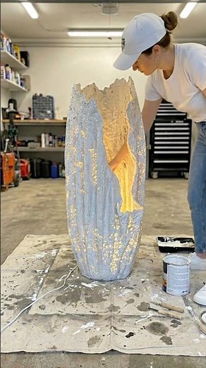 Turned Lace Fabric Into a Glowing Concrete Floor Lamp