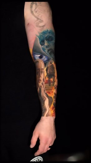 All done with @vortex_rotary_tattoo_machines and @revolution__ink 90% healed the eye and the hand of the king are fresh. Done at my shop by me @blackanchorworldwide | Nikko Hurtado