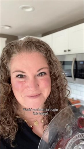 Would you thrift this Westmoreland Glass “Della Robbia” cake plate OR would you leave it?