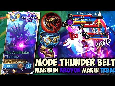 SOLO RANK THAMUZ THUNDER BELT MODE SEMI TANK‼️GAMEPLAY TOP GLOBAL THAMUZ - MLBB