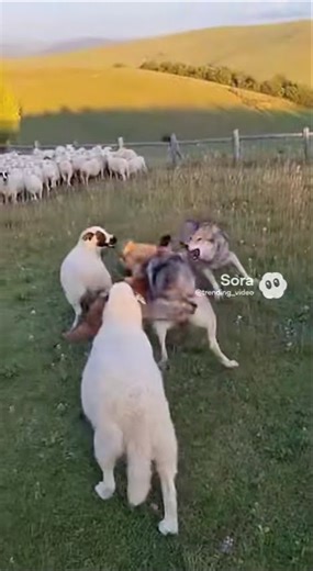 Chaotic Battle — Tibetan Mastiff vs Wolf as Sheep
