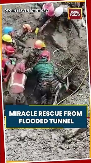 Nepal Flood Rescue: Two Workers Rescued Alive From Trishuli 3A Tunnel After 10 Days #shorts #nepal