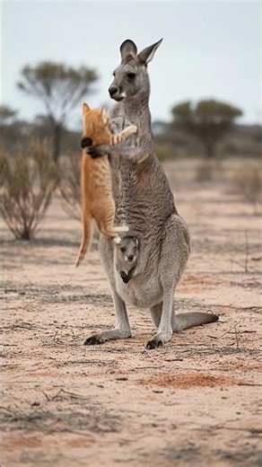 Kangaroo Mom Lifts a Kitten, Searching for Its Mother 🦘🐱💛