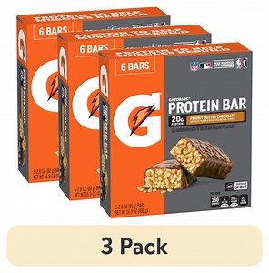 (3 pack) Gatorade Protein Bars, Peanut Butter Chocolate, 20g Protein, 6 Bars