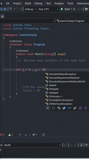 How to declare many variable of the same type in cSharp C# tutorial #shorts