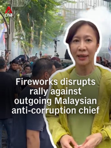 This is the moment fireworks at a protest sparked panic in downtown Kuala Lumpur on Saturday (Apr 25), forcing back many including the CNA camera crew. Hundreds gathered to call for the arrest of outgoing Malaysian Anti-Corruption Commission (MACC) chief Azam Baki, who has faced allegations that he improperly held shares in a public-listed company. The