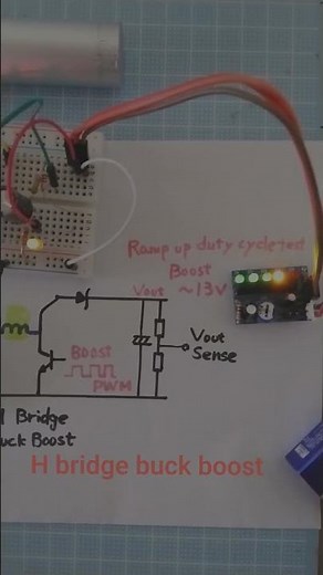 スイッチング電源　Hブリッジで降昇圧回路を構成PWMデユーティ 5V昇圧~13Vテスト