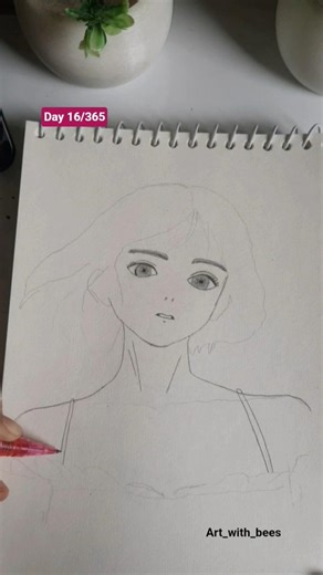 Day 16 of Beautiful girl Painting #shortsfeed #art #drawing #dailyart #easydrawing