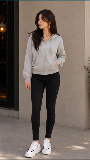 Casual Outfit With Elegant Jewelry | Grey Hoodie & Black Jeans 🤍🖤✨ #CasualFashion @Meesho