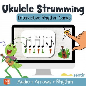 Ukulele Strumming Patterns with Audio | Interactive Rhythm Cards for Beginners