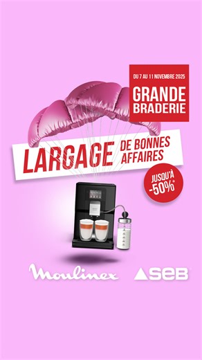 Attention aux têtes, mais pas au portefeuille ! 🪂 Du 7 au 11 novembre, c'est la Grande Braderie SEB Déstockage à ALENÇON ! En plus des prix déstockage déjà réduits, jusqu'à -50%* sur une sélection de produits de grandes marques en petit électroménager et articles culinaires. 📆 Du vendredi 7 au mardi 11 novembre (ouverture exceptionnelle le 11 novembre) 📍 Braderie SEB Déstockage - Parc des Expositions ANOVA - Hall 2 171 rue de Bretagne - 61000 ALENCON | Groupe SEB Destockage