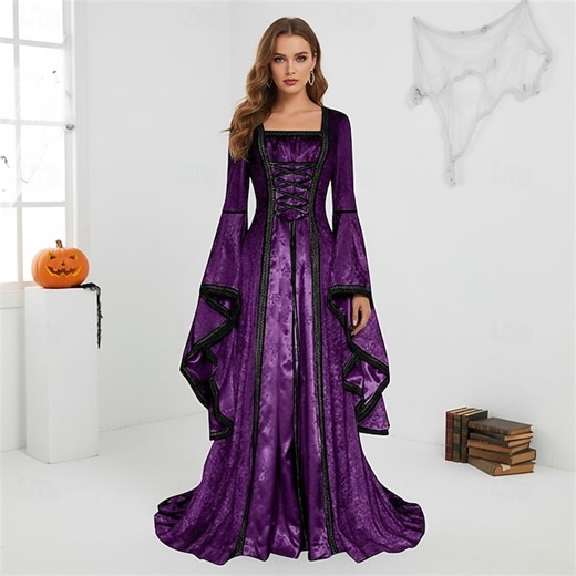 Retro Vintage Medieval Renaissance Dress Fancy Costume Viking Celtic Knight Fancy Dress Women's Celtic Halloween Carnival Performance LARP Ren Faire Adults' Dress 2026 - $92.99