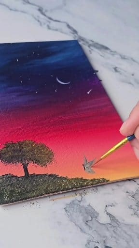 Blending Sunset Into a Magical Night Sky 🌄🌌 | Acrylic Painting Idea For Beginners #AcrylicPainting #SunsetPainting #NightSkyPainting #SatisfyingArt #PaintingShorts #ArtShorts #RelaxingArt #AcrylicArt #SkyArt #fbShorts #HowToPaint #ArtVibes #MagicalPainting #ColorBlend #PeacefulArt | Jay Lee Paintings