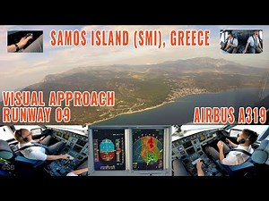 Samos Island🇬🇷 (SMI) | Nice visual approach runway 09 | Pilots + cockpit + instruments view | 5 cam